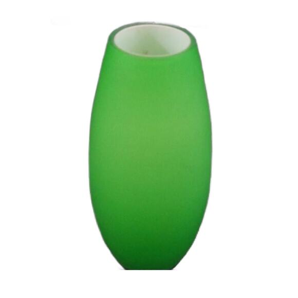 Vintage Modernist Green Cased Art Glass Vase, 7.5" Tall - Picture 5 of 10